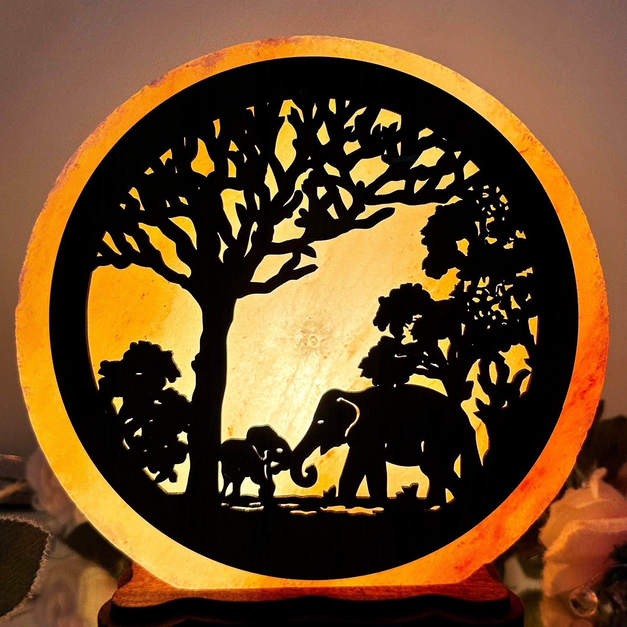 Elephant Sunset Salt Lamp