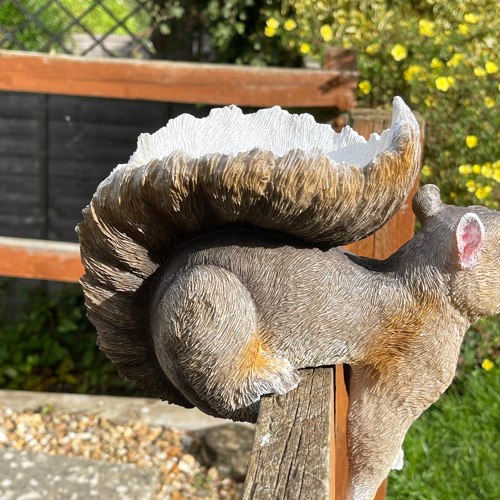 Resin Fence Mounted Squirrel Bird Feeder