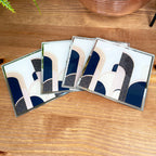 Art-Deco-Untersetzer aus Glas, 4er-Set