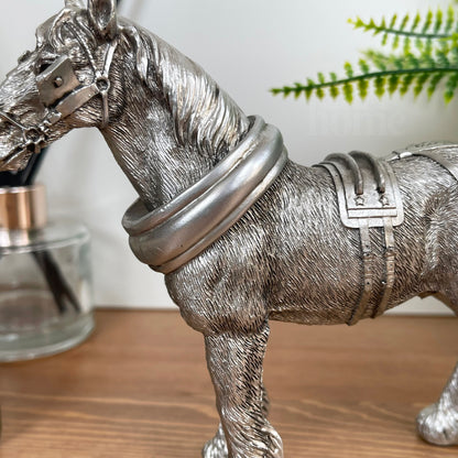 Silver Shire Horse Figurine