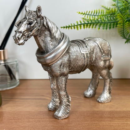 Silver Shire Horse Figurine