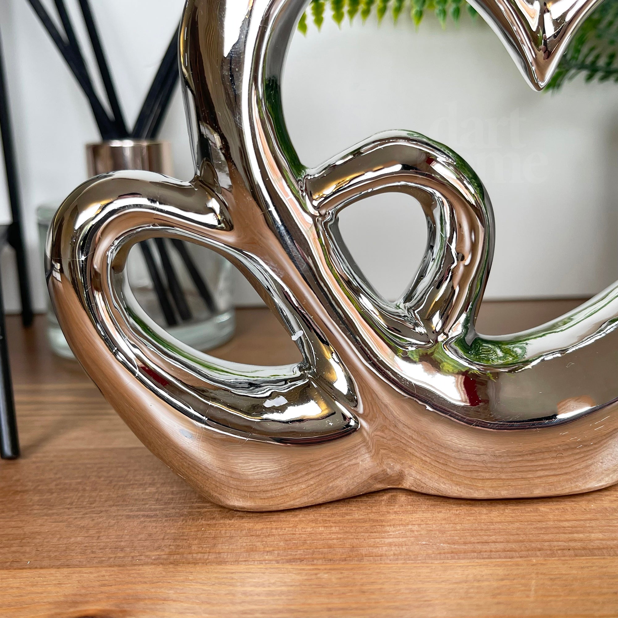Chrome Silver Double Love Heart Ornament