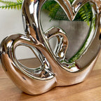 Chrome Silver Double Love Heart Ornament