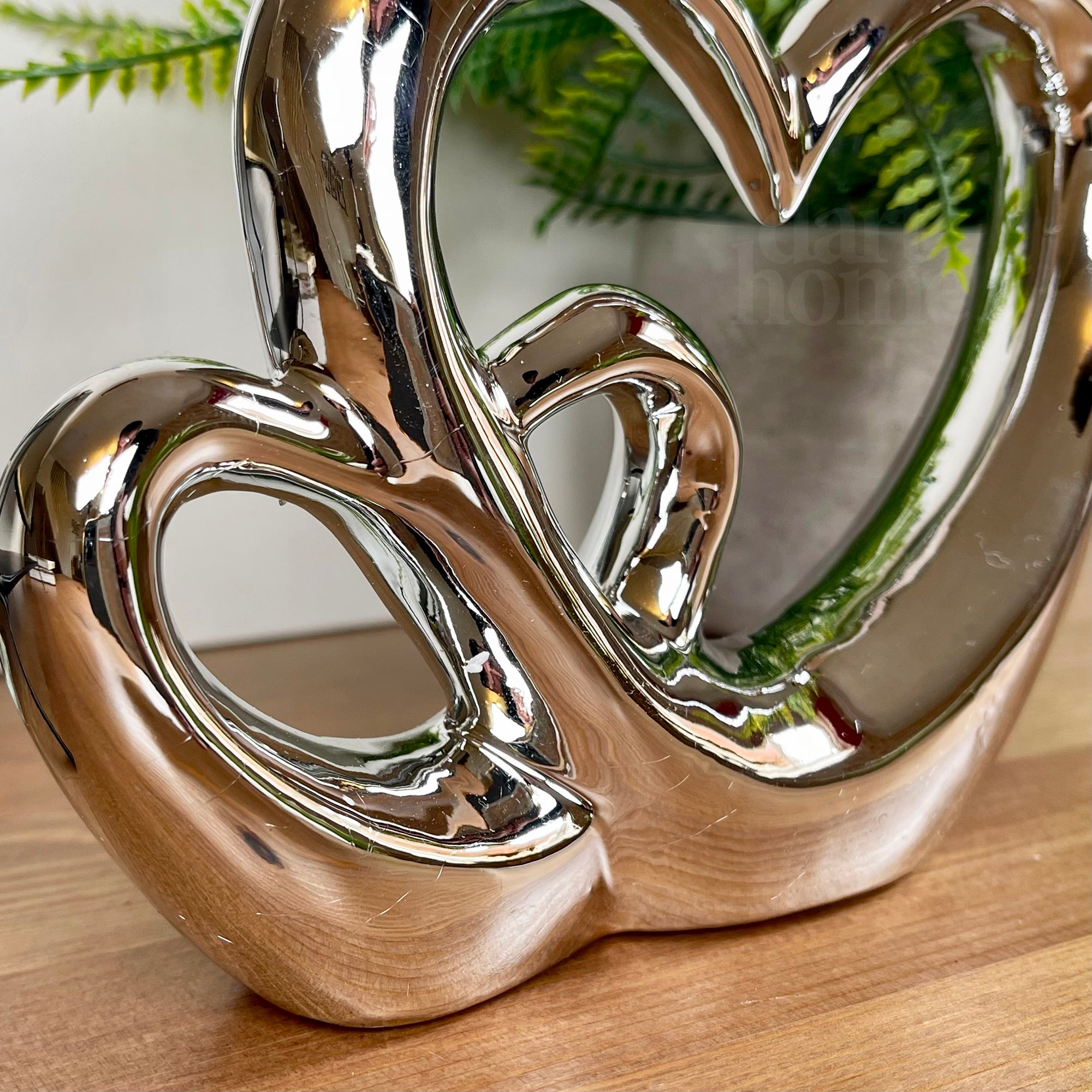 Chrome Silver Double Love Heart Ornament