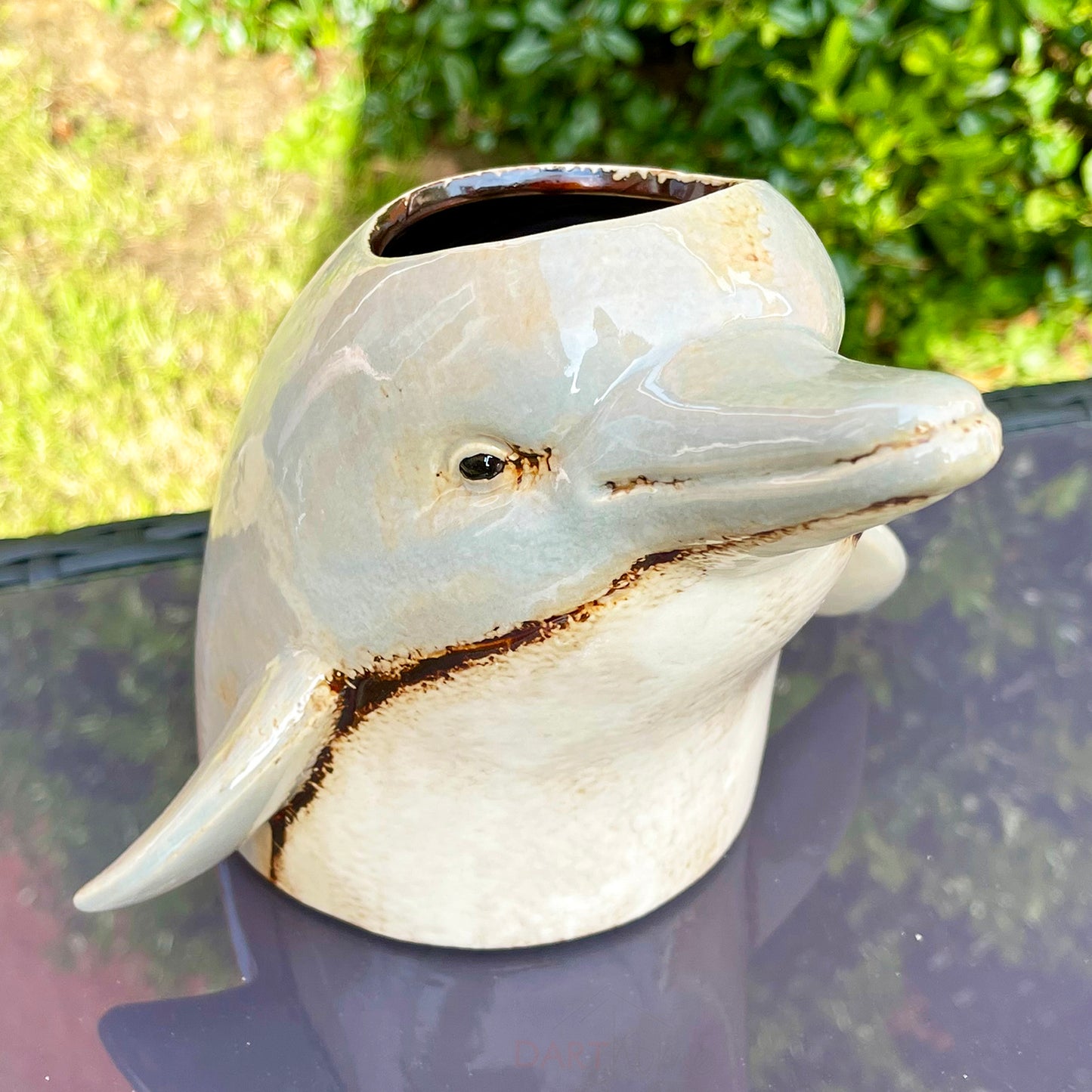 Ceramic Grey Dolphin Planter