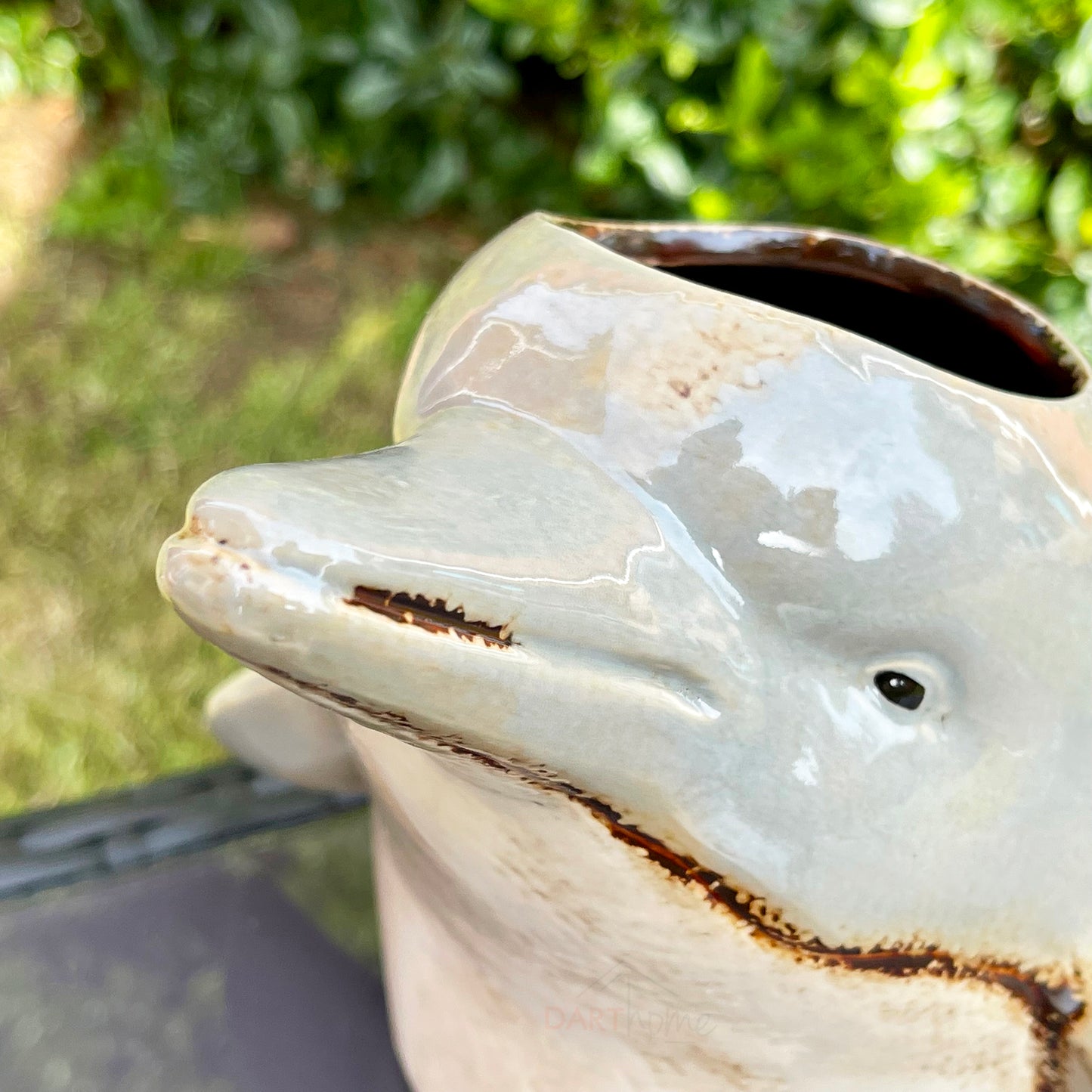 Ceramic Grey Dolphin Planter