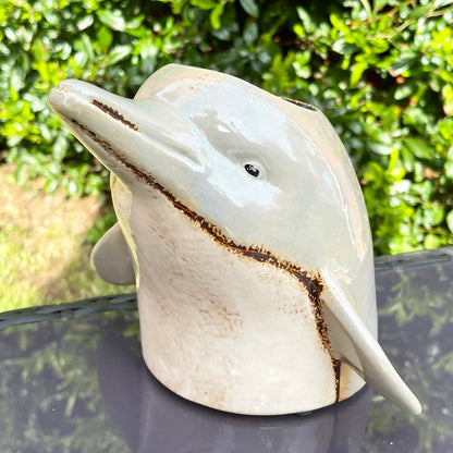 Ceramic Grey Dolphin Planter