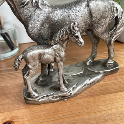 Silver Horse & Foal Ornament