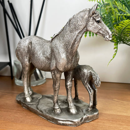 Silver Horse & Foal Ornament