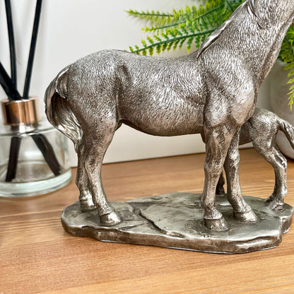 Silver Horse & Foal Ornament