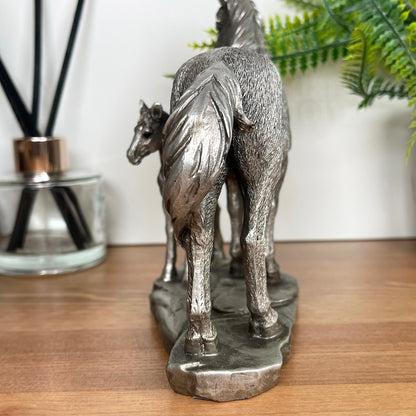 Silver Horse & Foal Ornament