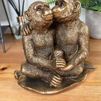 Bronze Romantic Monkey Couple Figurine