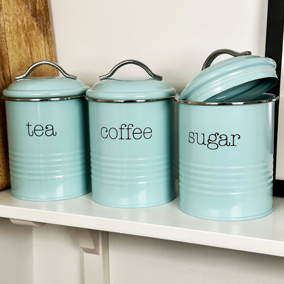 Blue Tea Coffee Sugar Canisters