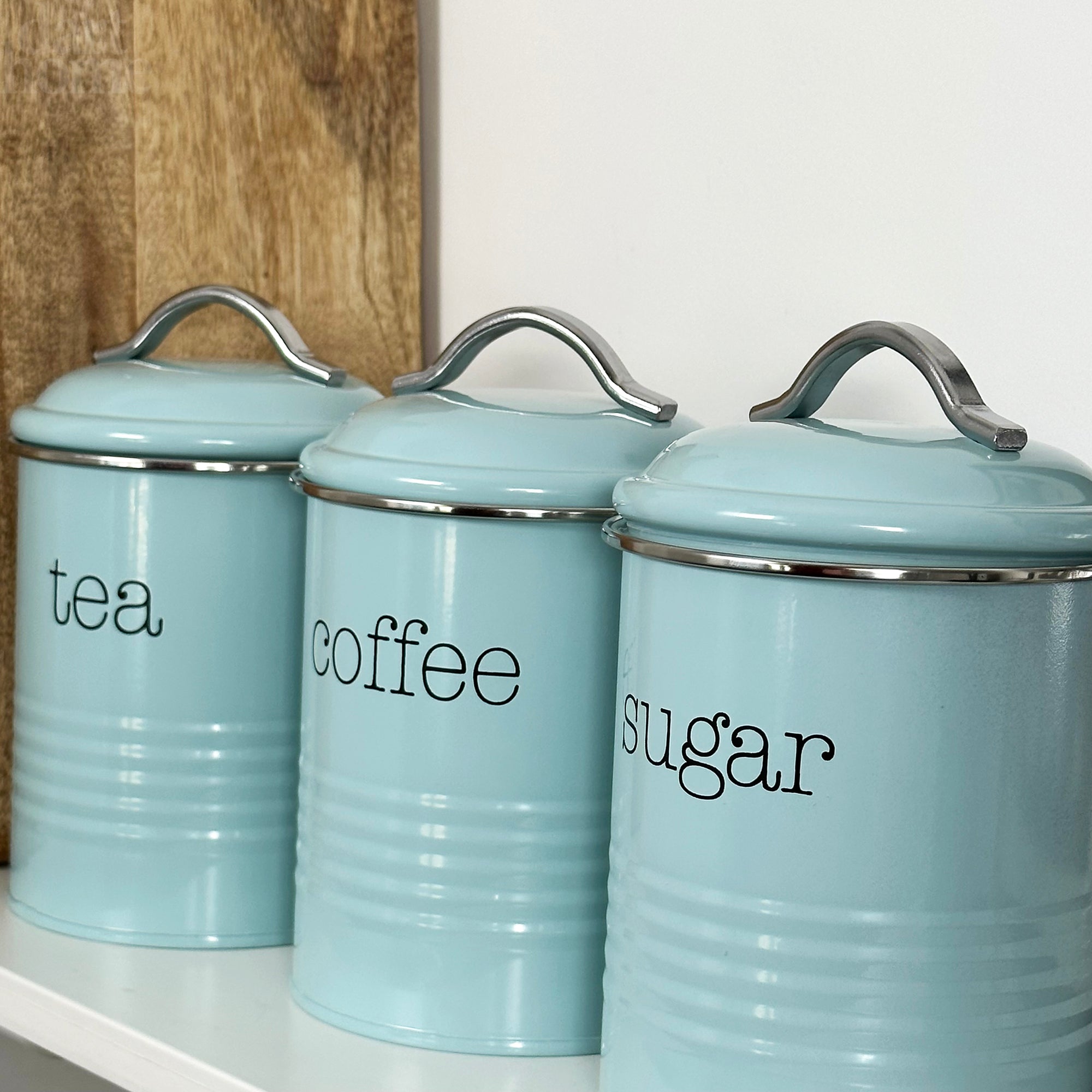 Blue tea coffee sugar 2024 canisters