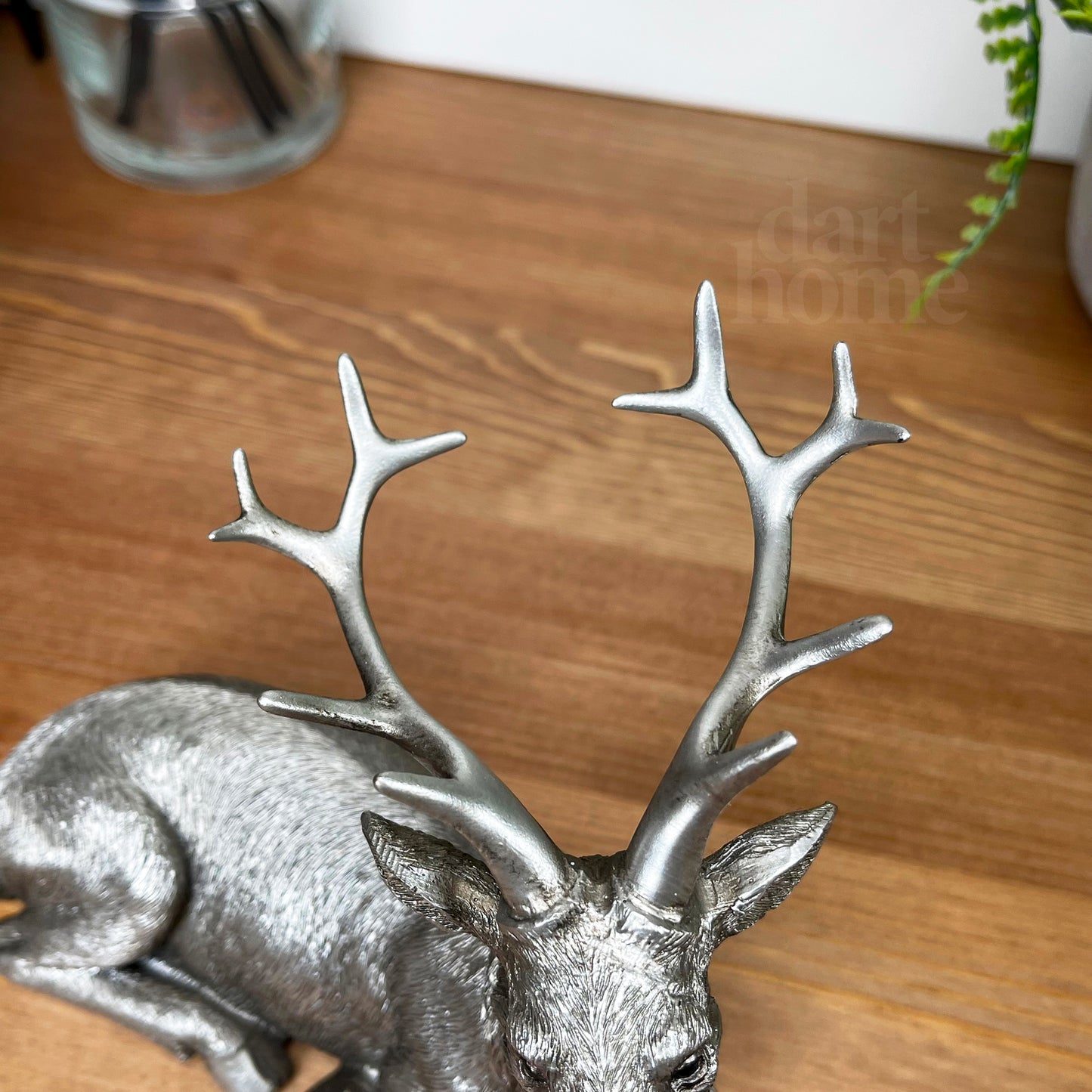 Silver Laying Stag Figurine