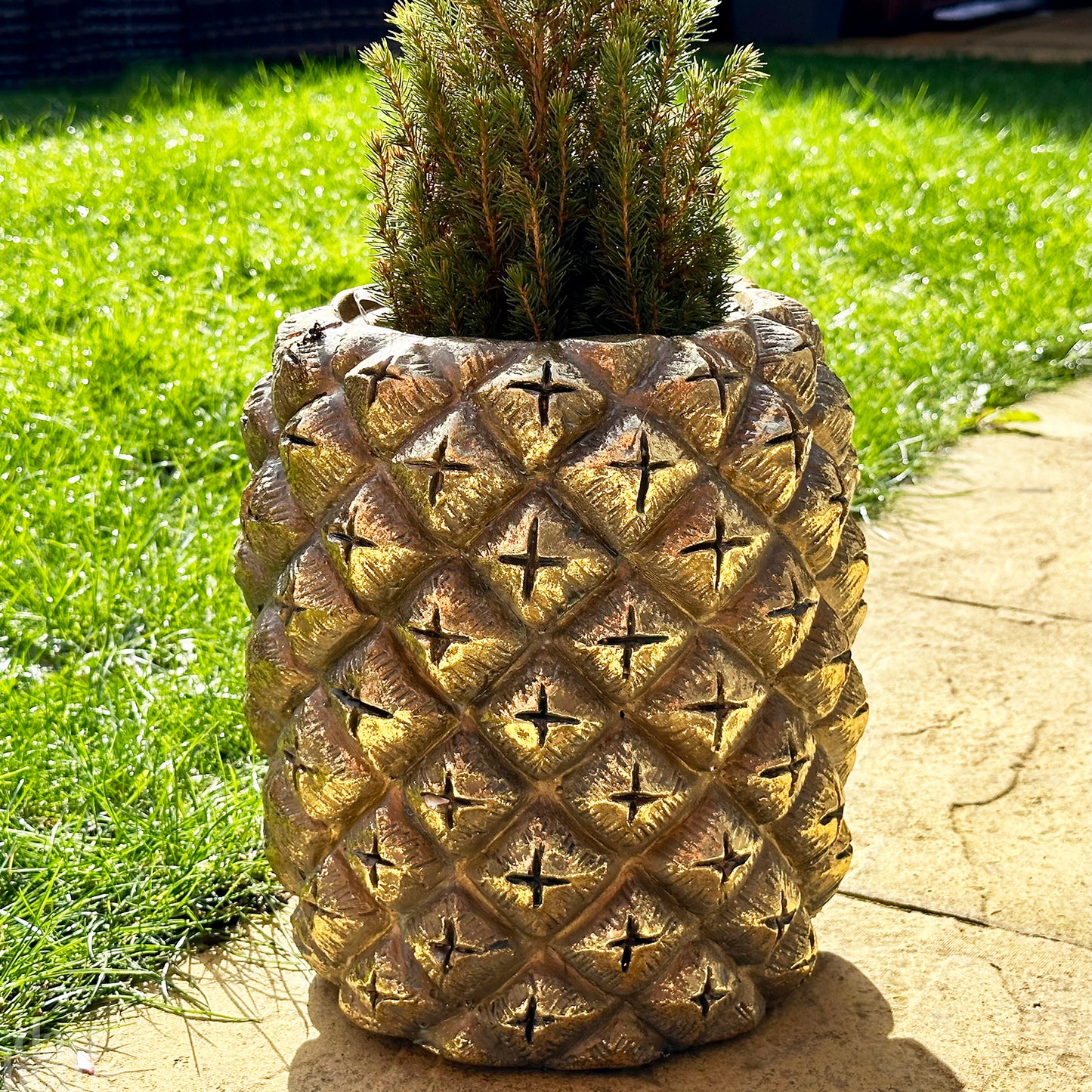 Gold Pineapple Garden Planter