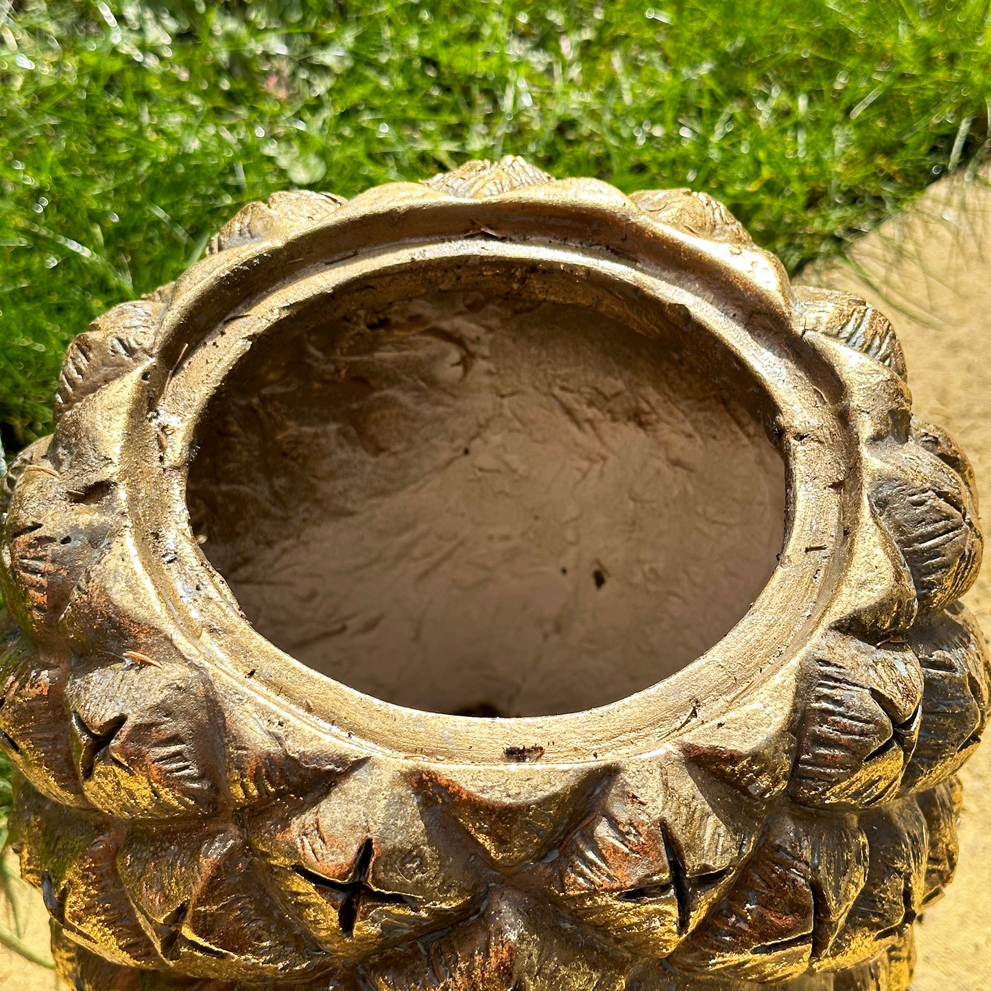 Gold Pineapple Garden Planter