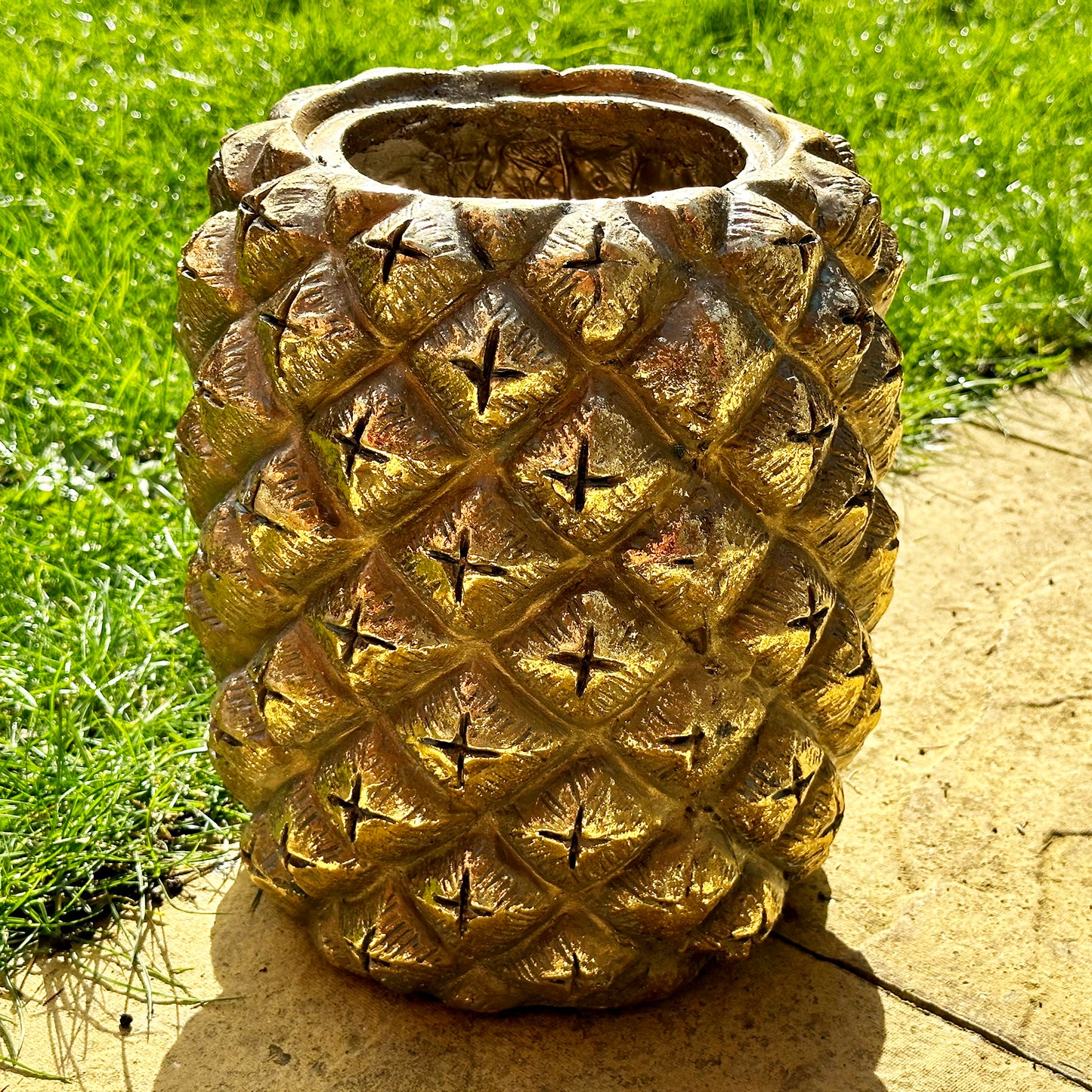 Gold Pineapple Garden Planter