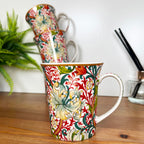 Feines William Morris Tassenset mit goldener Lilie aus Porzellan