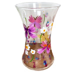 Hand Painted Glass Butterflies Flower Vase