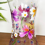 Hand Painted Glass Butterflies Flower Vase