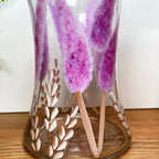 Handbemalte rosa Hasenschwanzvase aus Glas