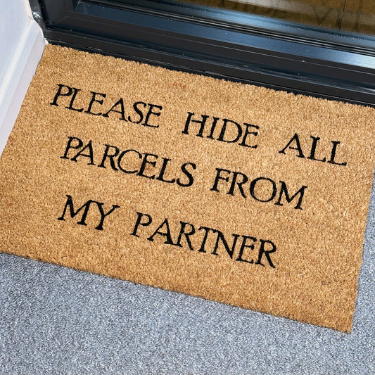 Bitte verstecken Sie alle Pakete vor meiner Partner-Kokos-Fußmatte