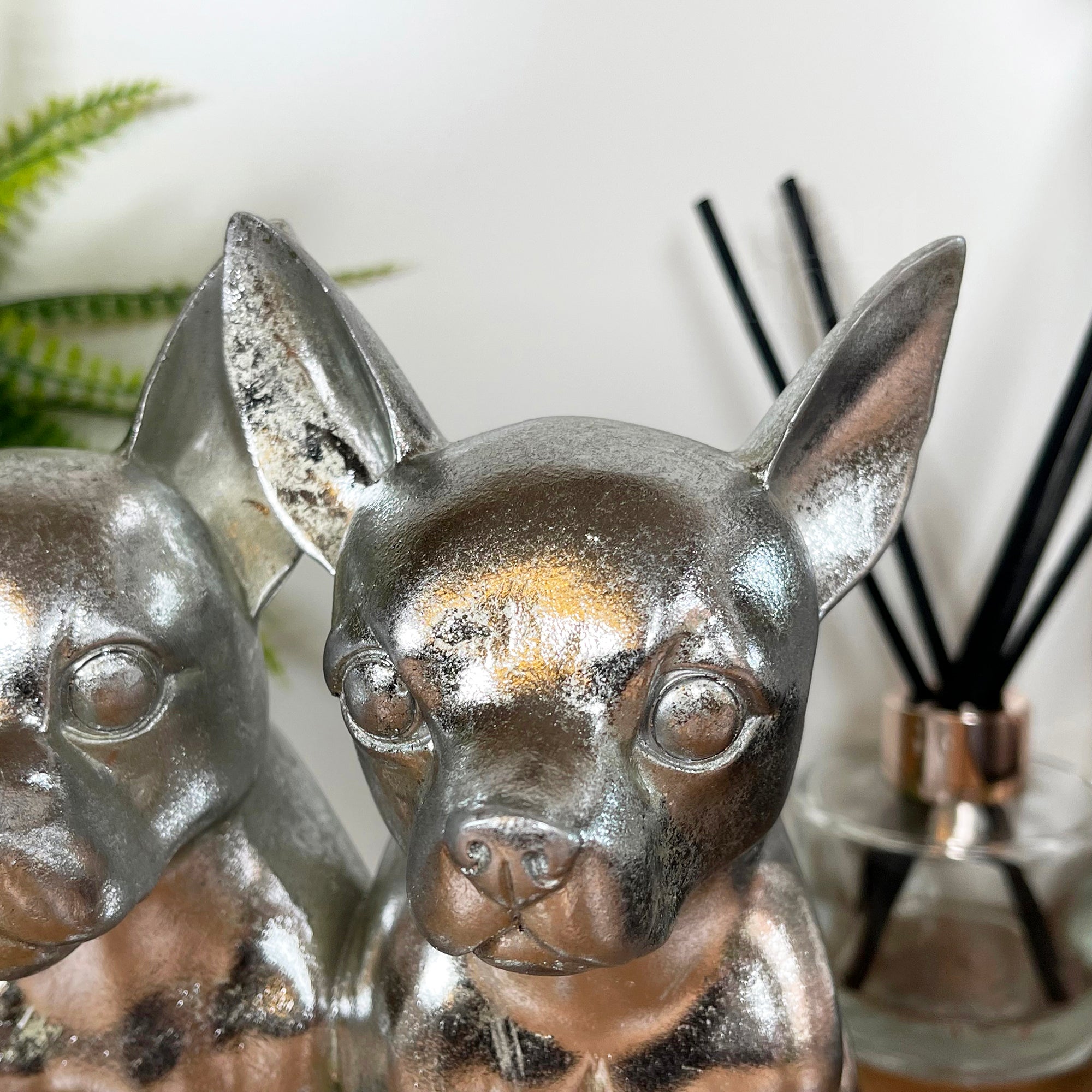 Chrome Silver Twin Chihuahua Ornament