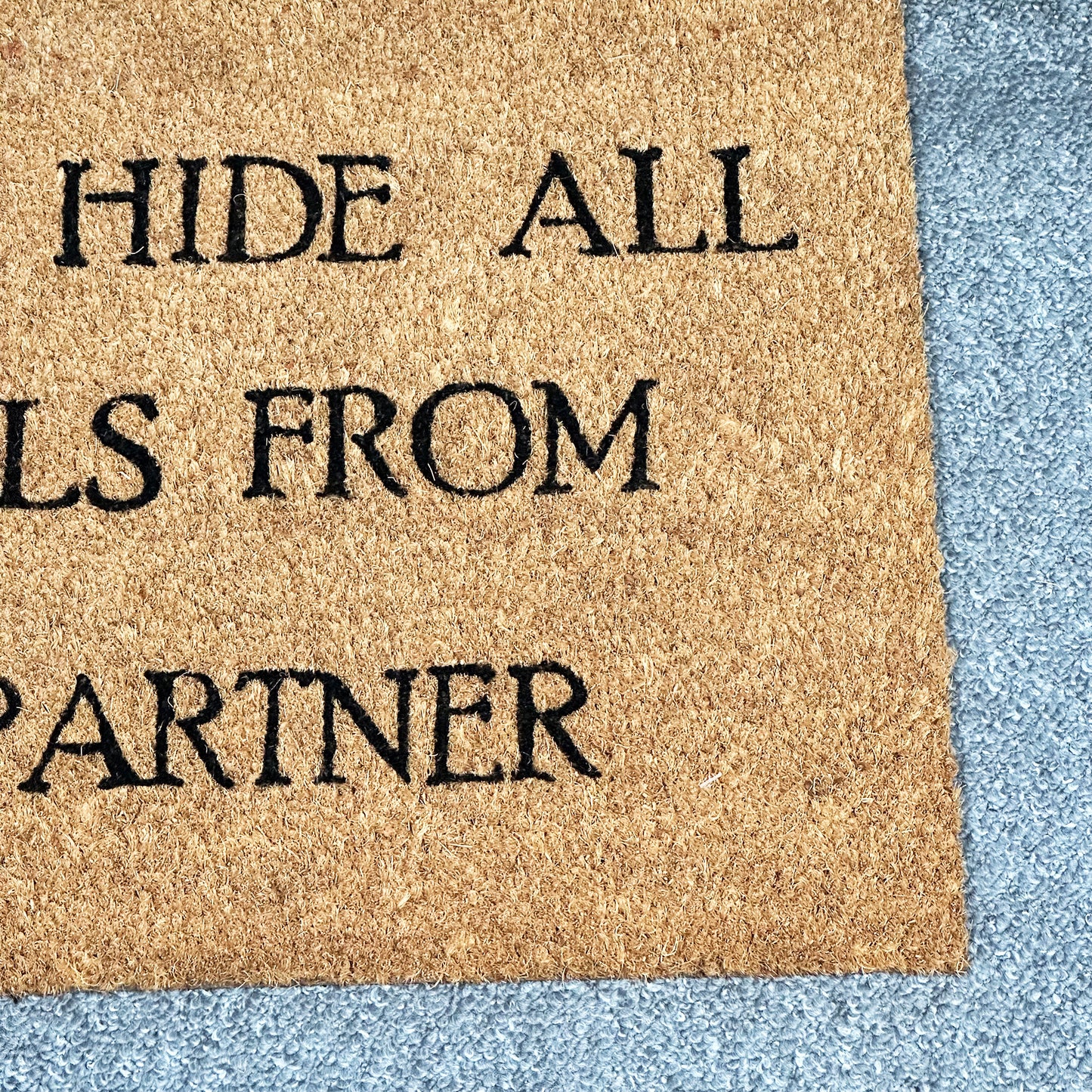 Please Hide All Parcels From My Partner Coir Door Mat
