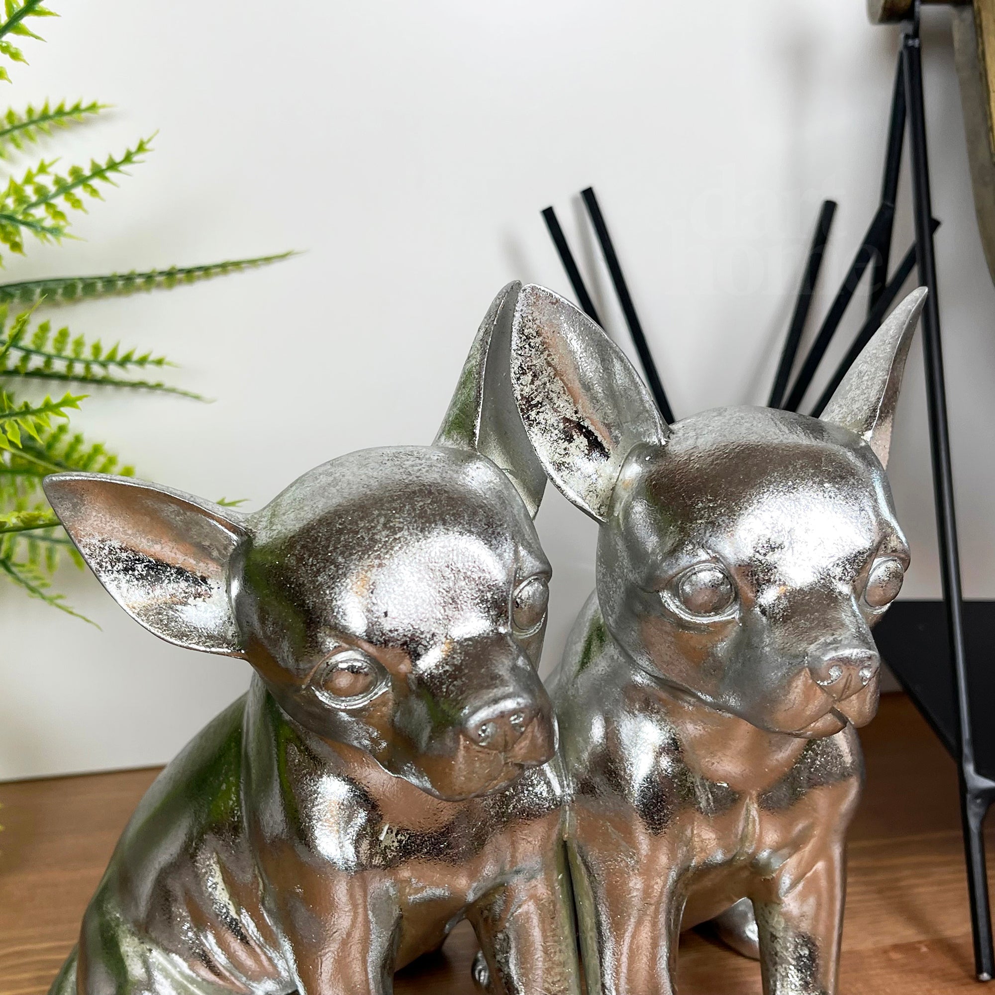 Chrome Silver Twin Chihuahua Ornament