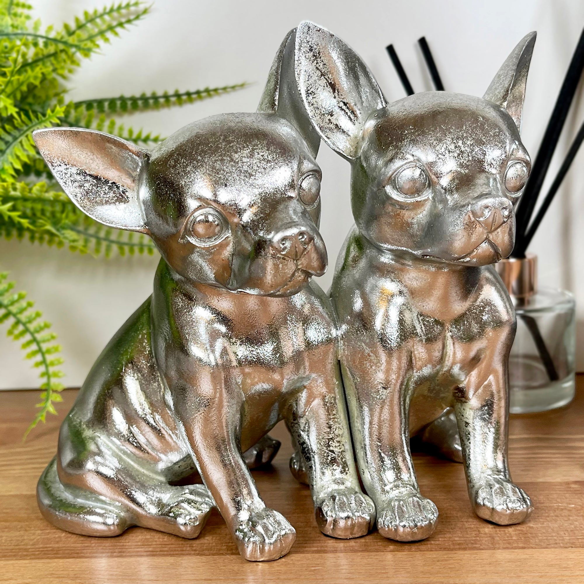 Chrome Silver Twin Chihuahua Ornament