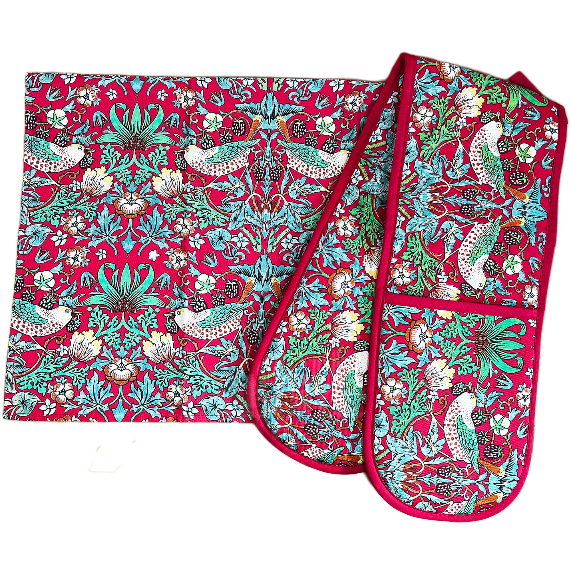 William Morris Strawberry Thief Geschirrtuch-Ofenhandschuh-Set