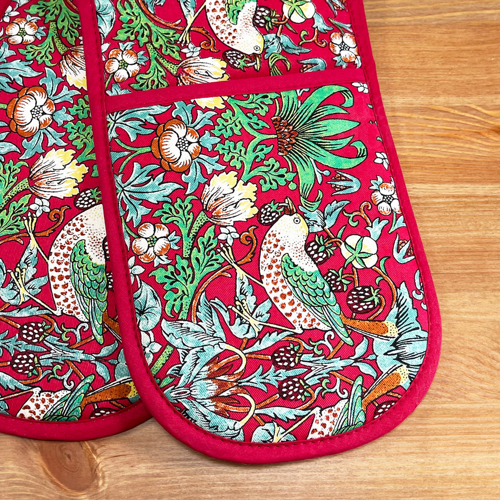 William Morris Strawberry Thief Geschirrtuch-Ofenhandschuh-Set