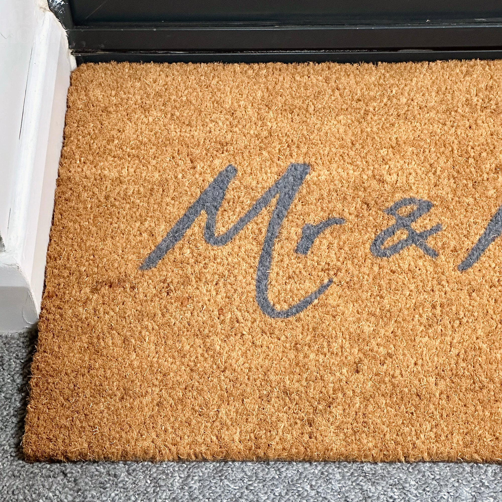 Mr & Mrs Script Coir Door Mat