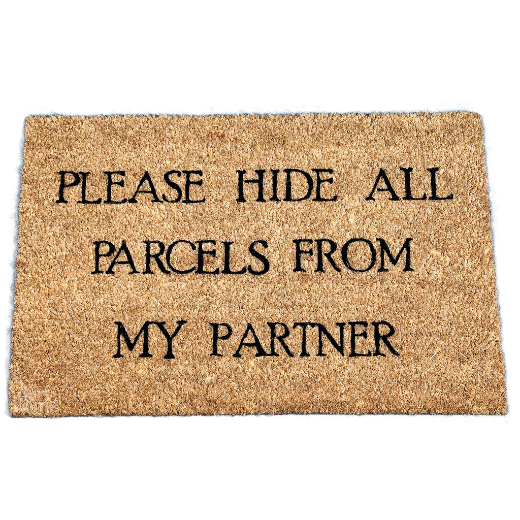 Bitte verstecken Sie alle Pakete vor meiner Partner-Kokos-Fußmatte