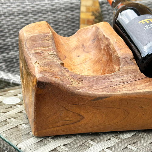 Dreifacher Weinflaschenhalter aus Treibholz