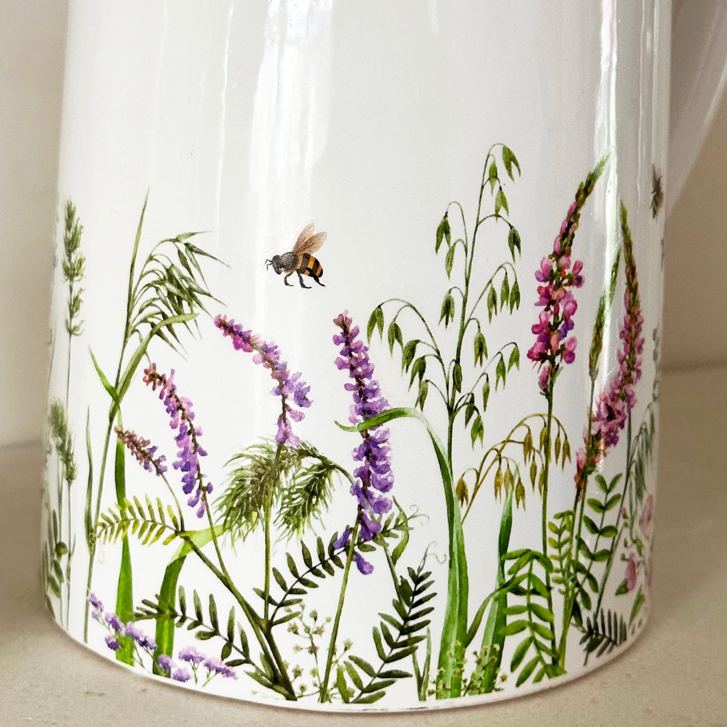 White Flower Meadow Jug Vase