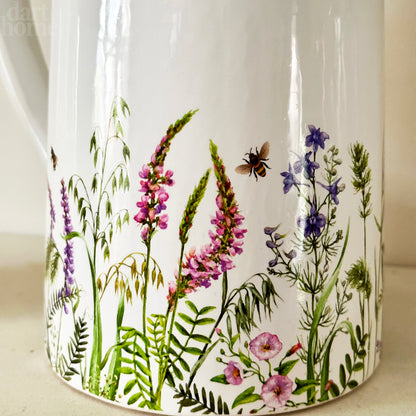 White Flower Meadow Jug Vase