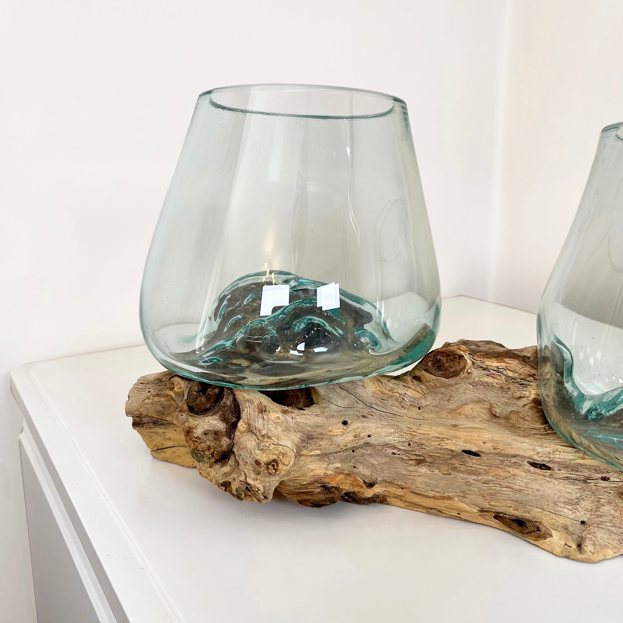 Triple Molten Glass Bowl With Tree Root Stand