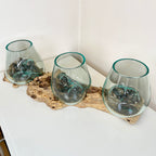 Triple Molten Glass Bowl With Tree Root Stand