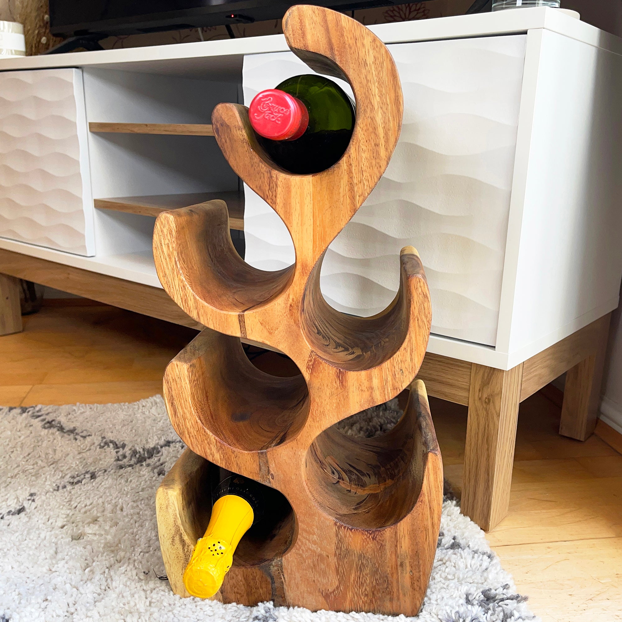 Rustic Wood Wine Rack, 6 Bottles