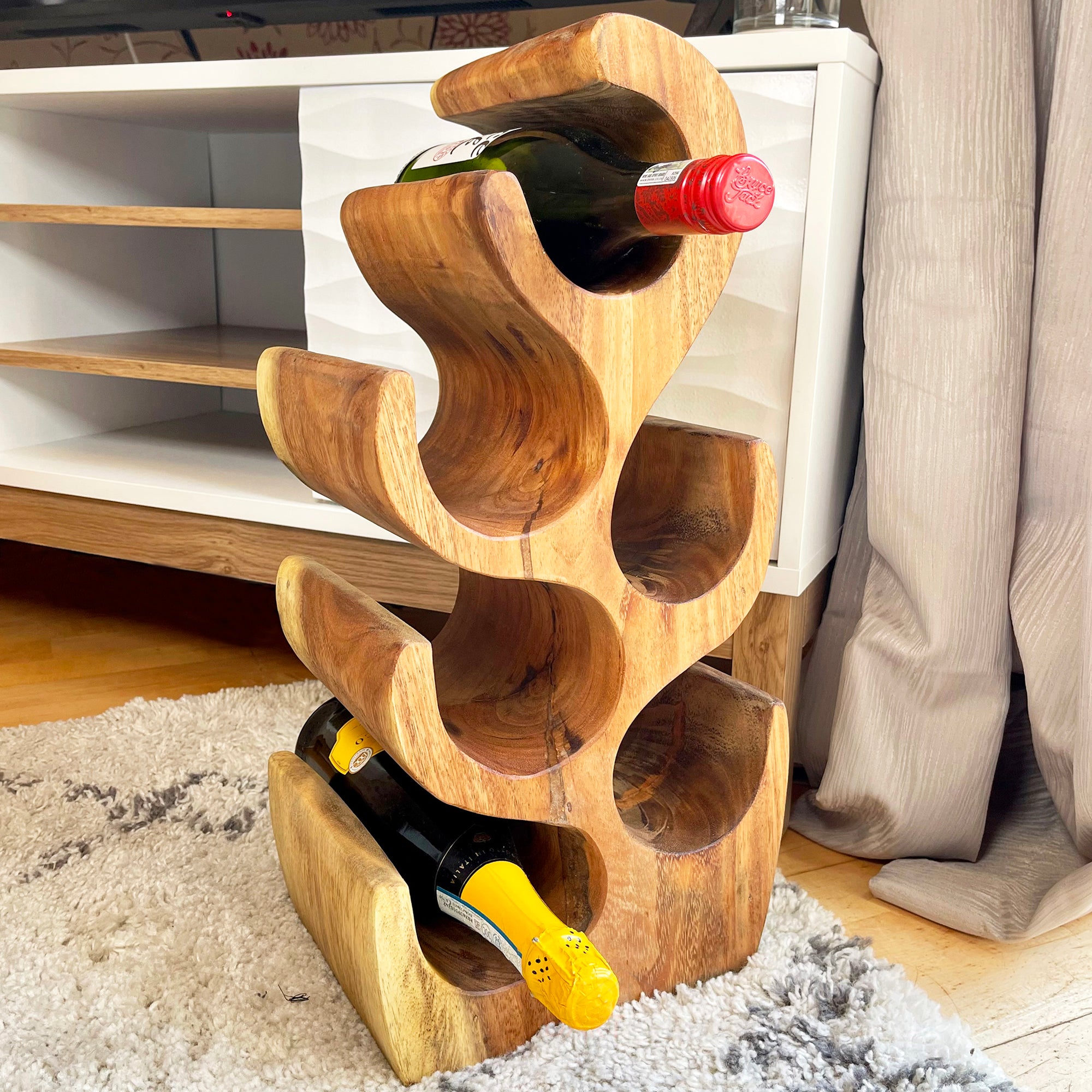 Rustic Wood Wine Rack, 6 Bottles