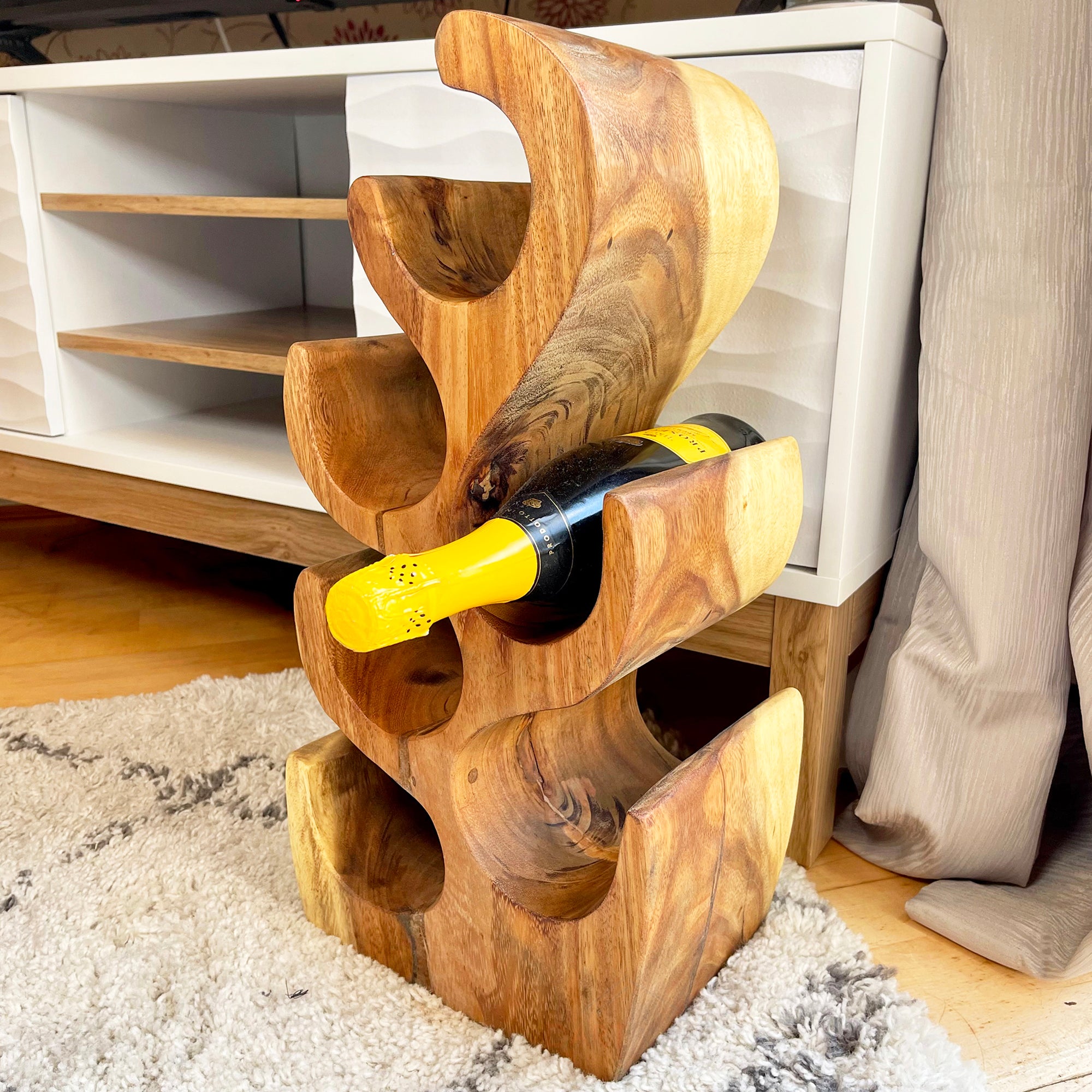 Rustic Wood Wine Rack, 6 Bottles