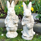Stone Mr And Mrs Rabbit Garden Statues