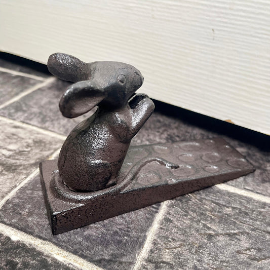 Cast Iron Mouse On Cheese Door Wedge
