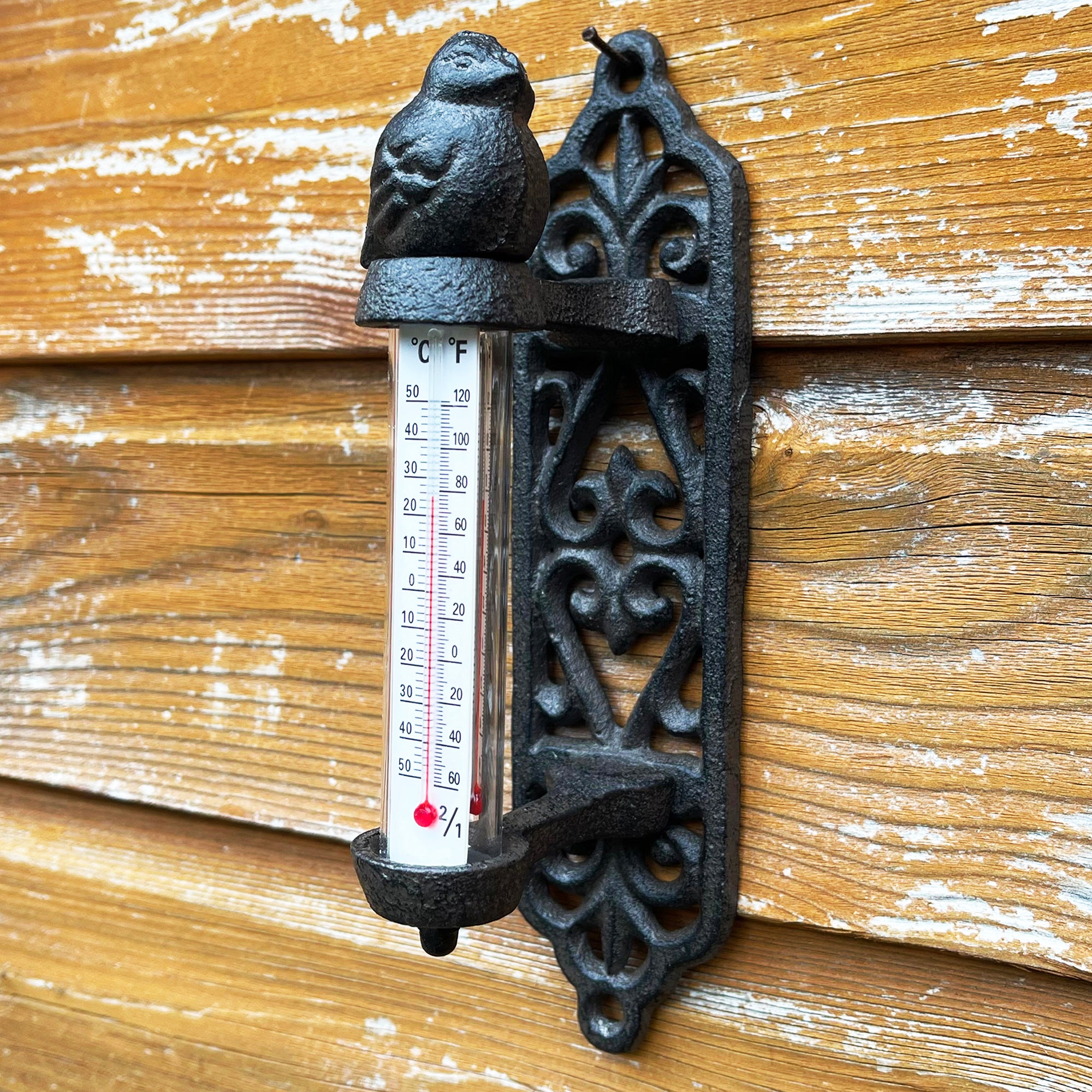 Vogel-Wandthermometer aus Gusseisen
