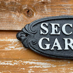 Geheimes Gartenschild aus Gusseisen