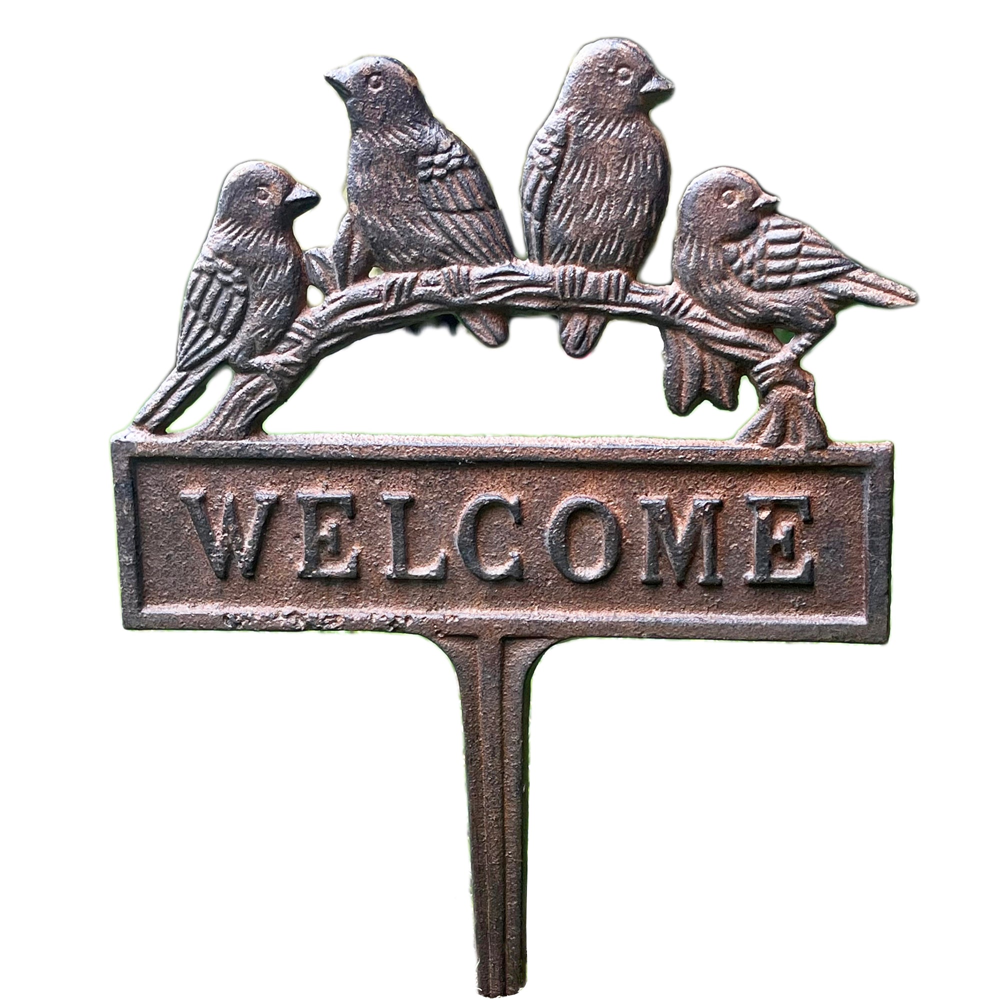Cast Iron Birds Welcome Sign With Spike