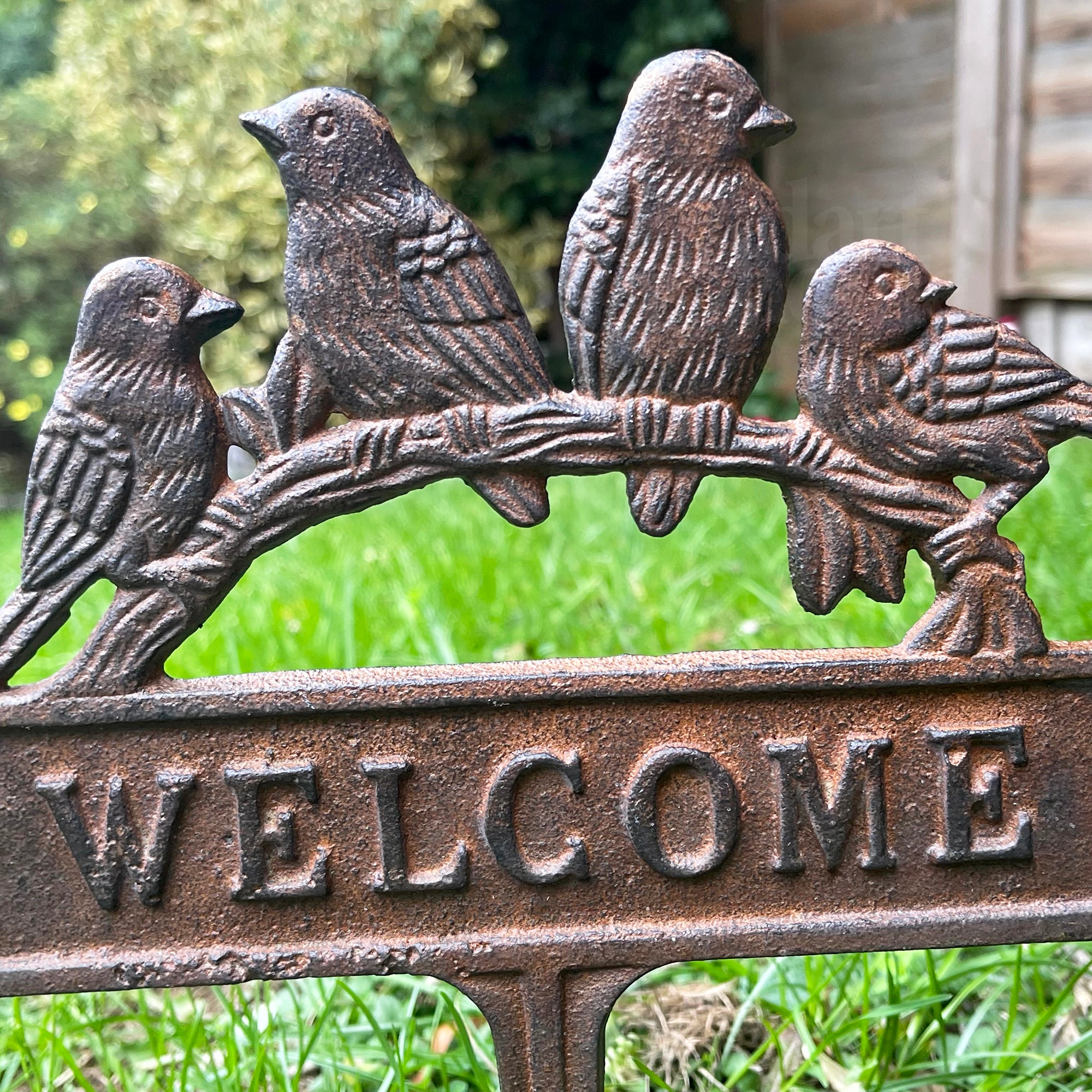Cast Iron Birds Welcome Sign With Spike