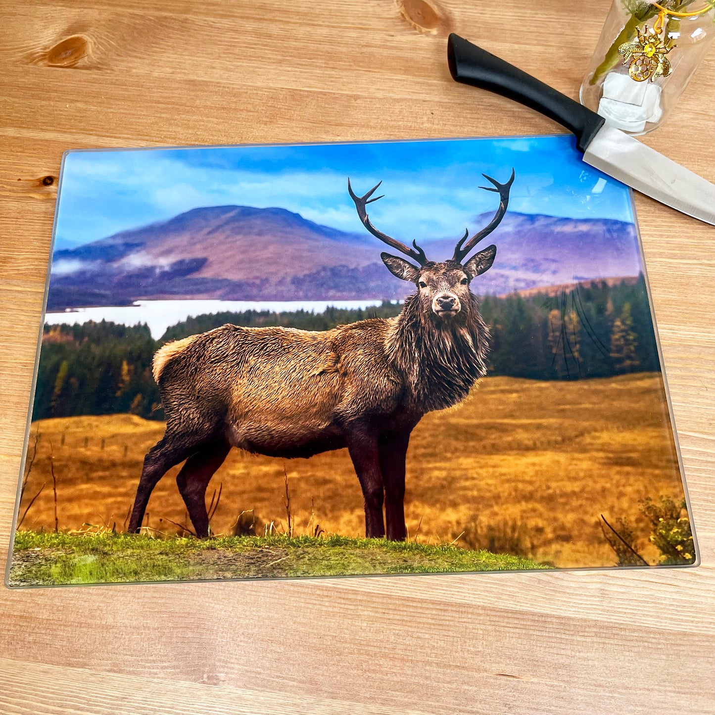 Large Stag Glass Chopping Board